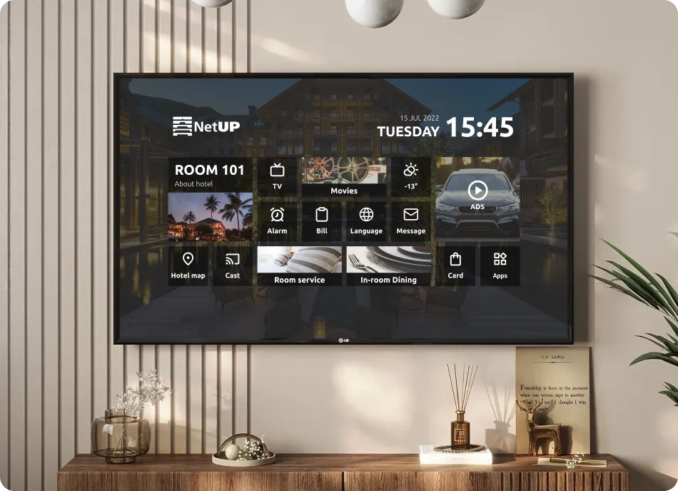 Телевизор в гостиничном номере с интерфейсом NetUP Hotel